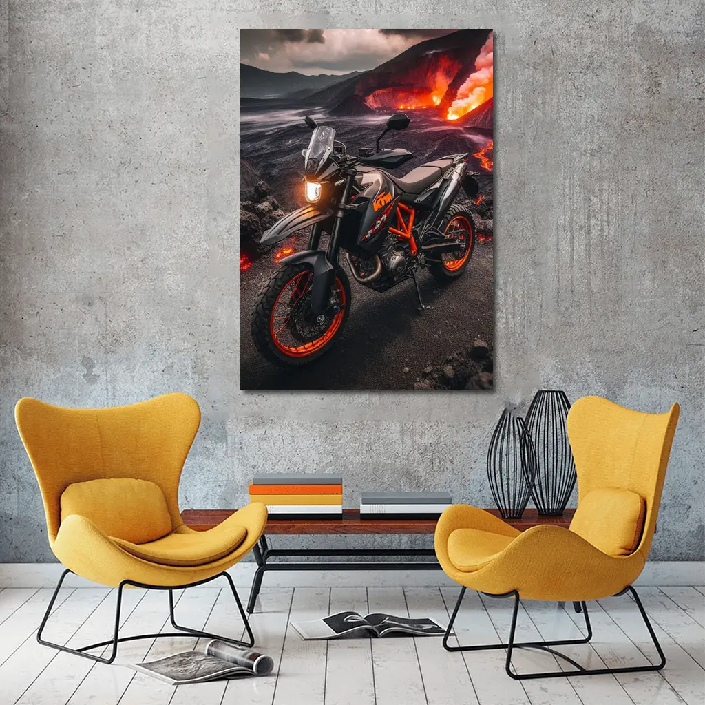 KTM Adventure Motorcycle Volcanic Lava Landscape – Wall Art