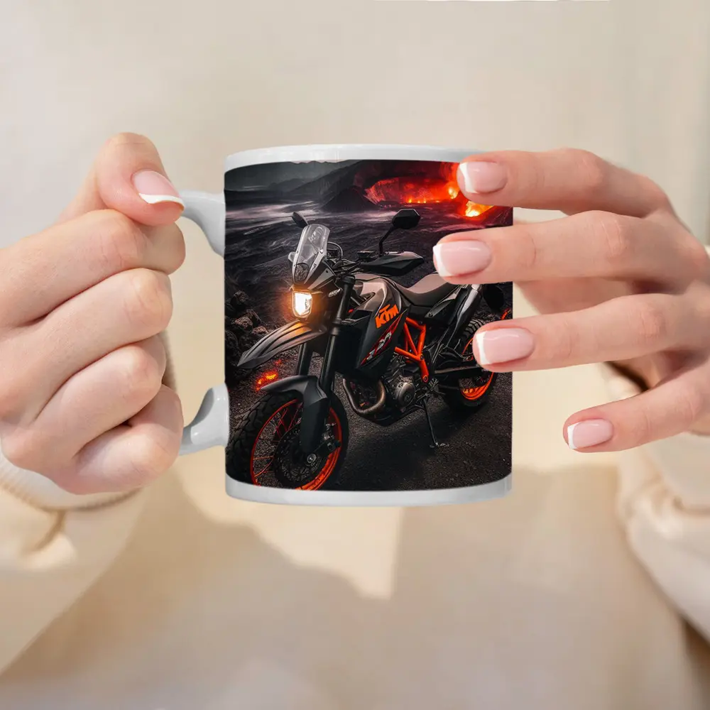 KTM Adventure Motorcycle Volcanic Lava Landscape – Mugs