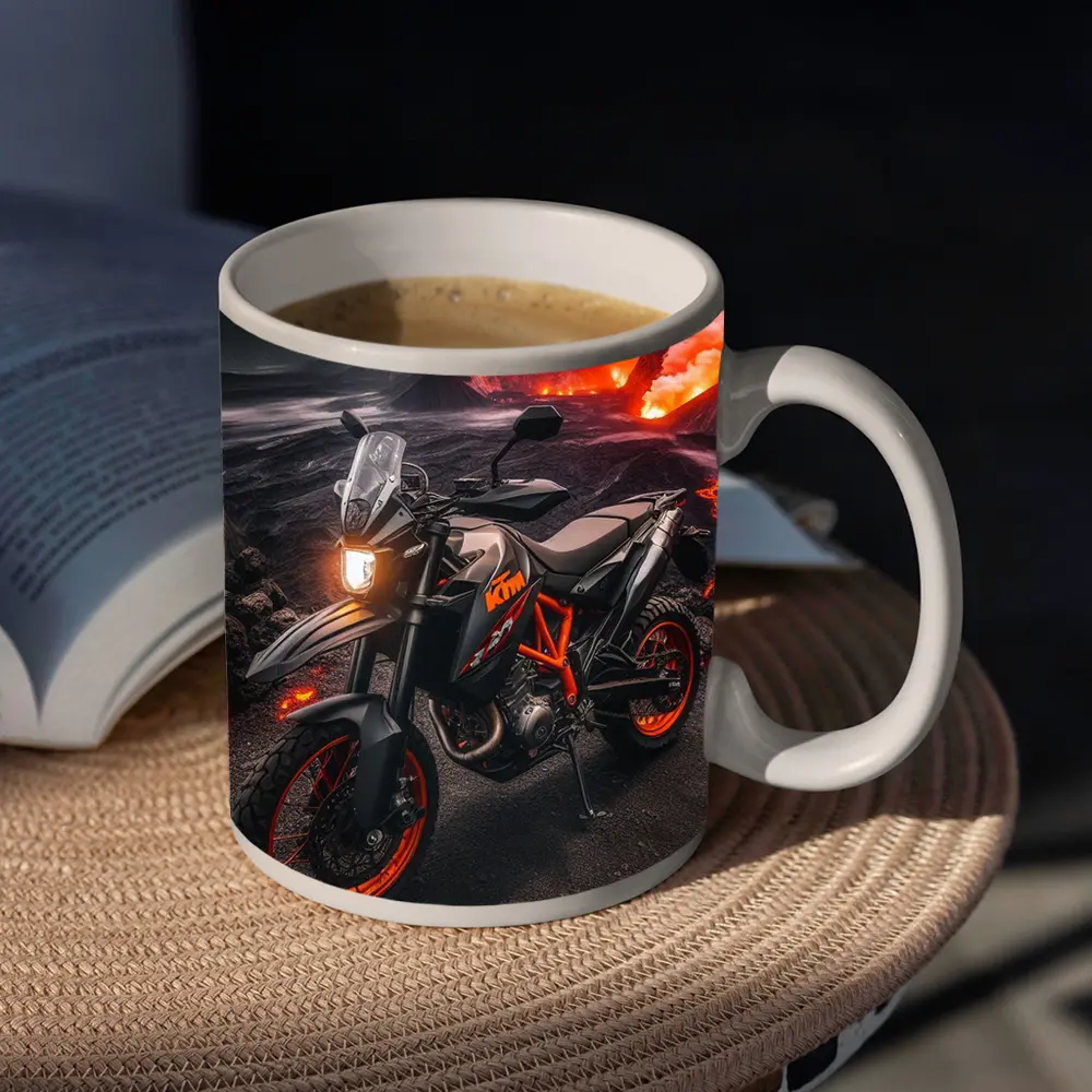 KTM Adventure Motorcycle Volcanic Lava Landscape – Mugs
