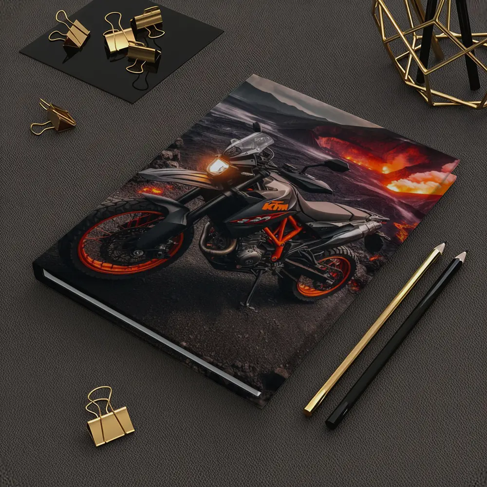 KTM Adventure Motorcycle Volcanic Lava Landscape – Notebooks