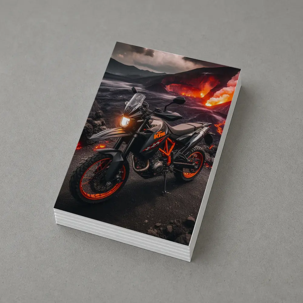 KTM Adventure Motorcycle Volcanic Lava Landscape – Postcards