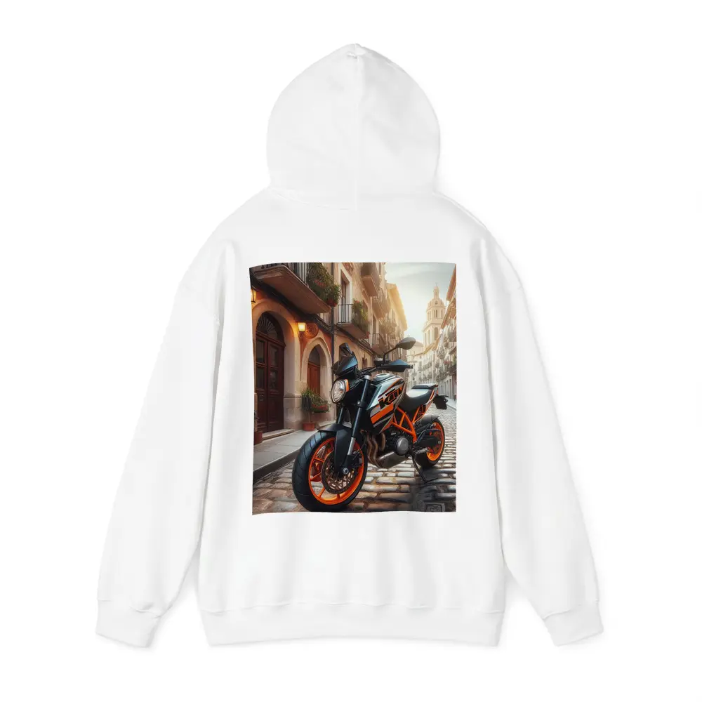 KTM Naked Bike on Cobblestone European Street – Hoodies