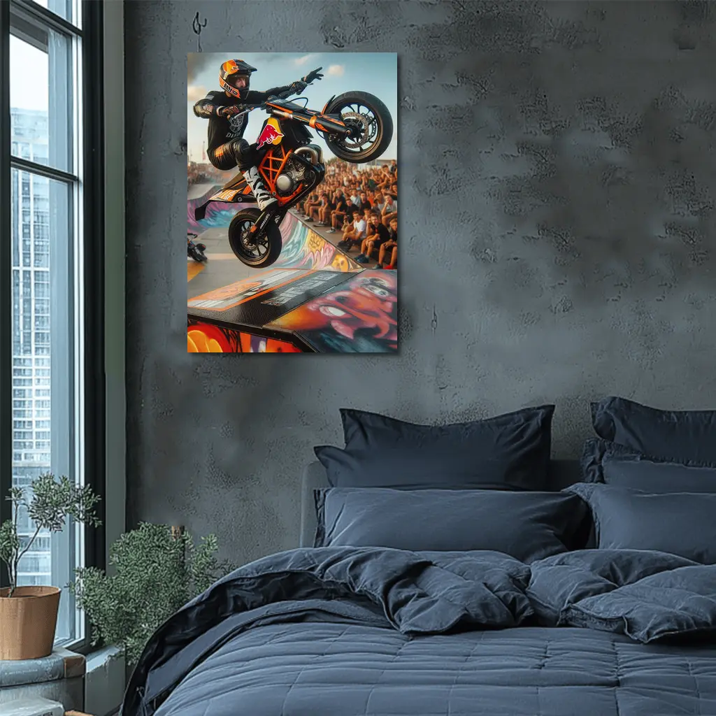 KTM Supermoto Stunt Rider Crowd Graffiti Ramp – Wall Art