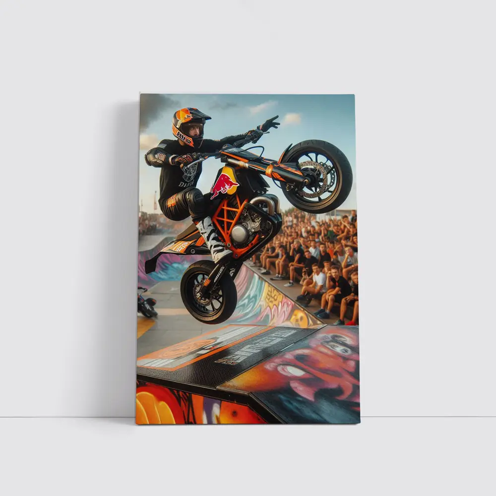 KTM Supermoto Stunt Rider Crowd Graffiti Ramp – Wall Art