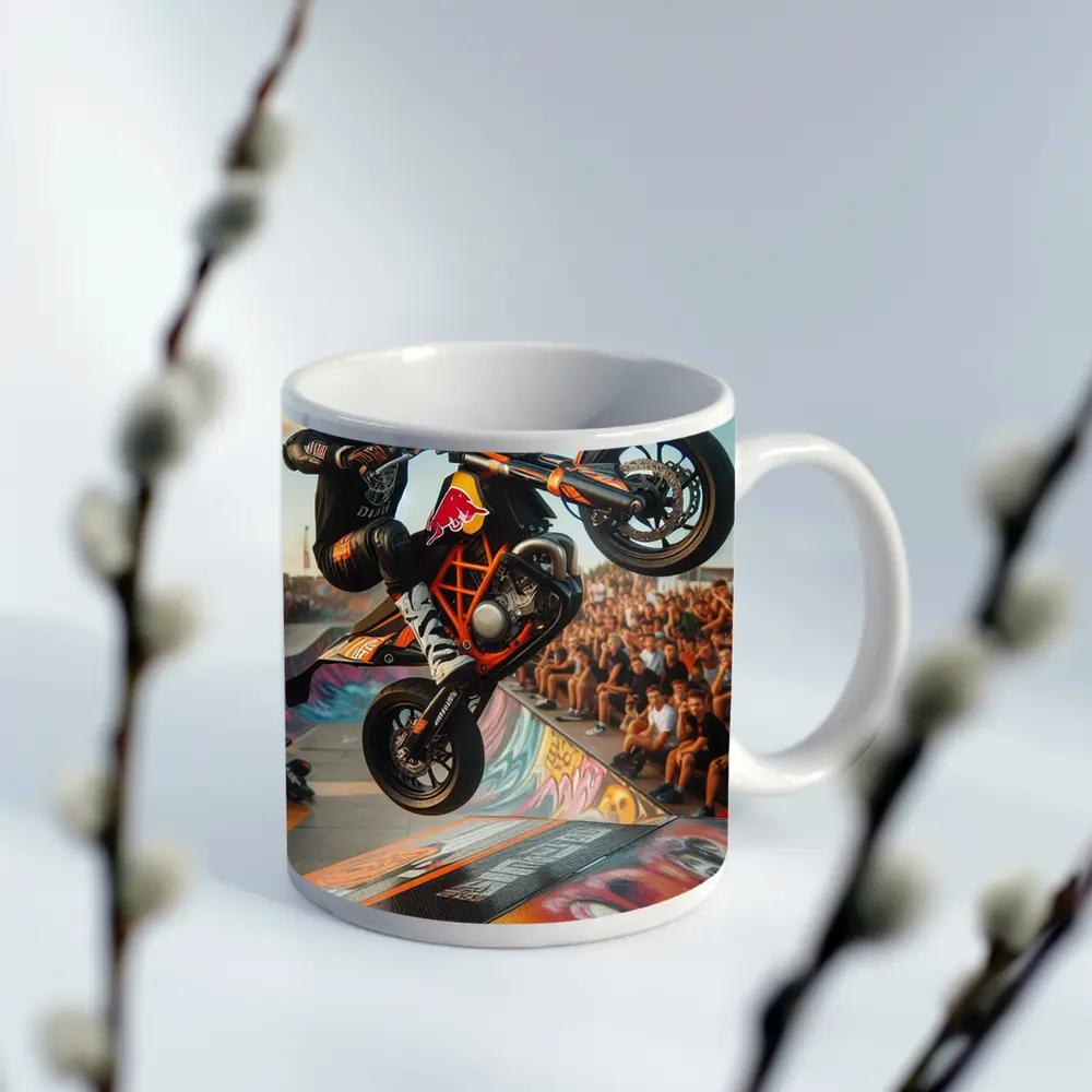 KTM Supermoto Stunt Rider Crowd Graffiti Ramp – Mugs