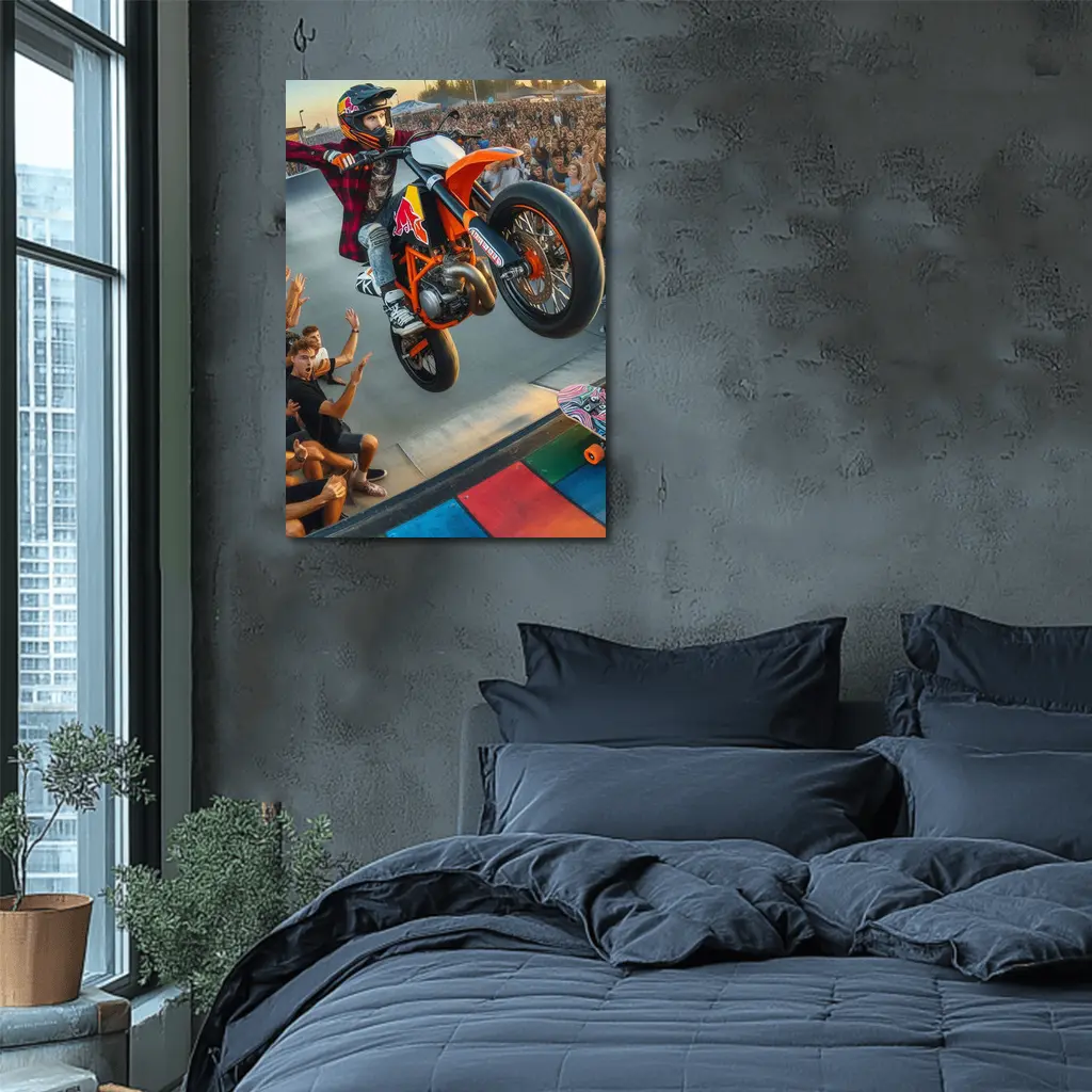 KTM Dirt Bike Stunt Skatepark Crowd – Wall Art