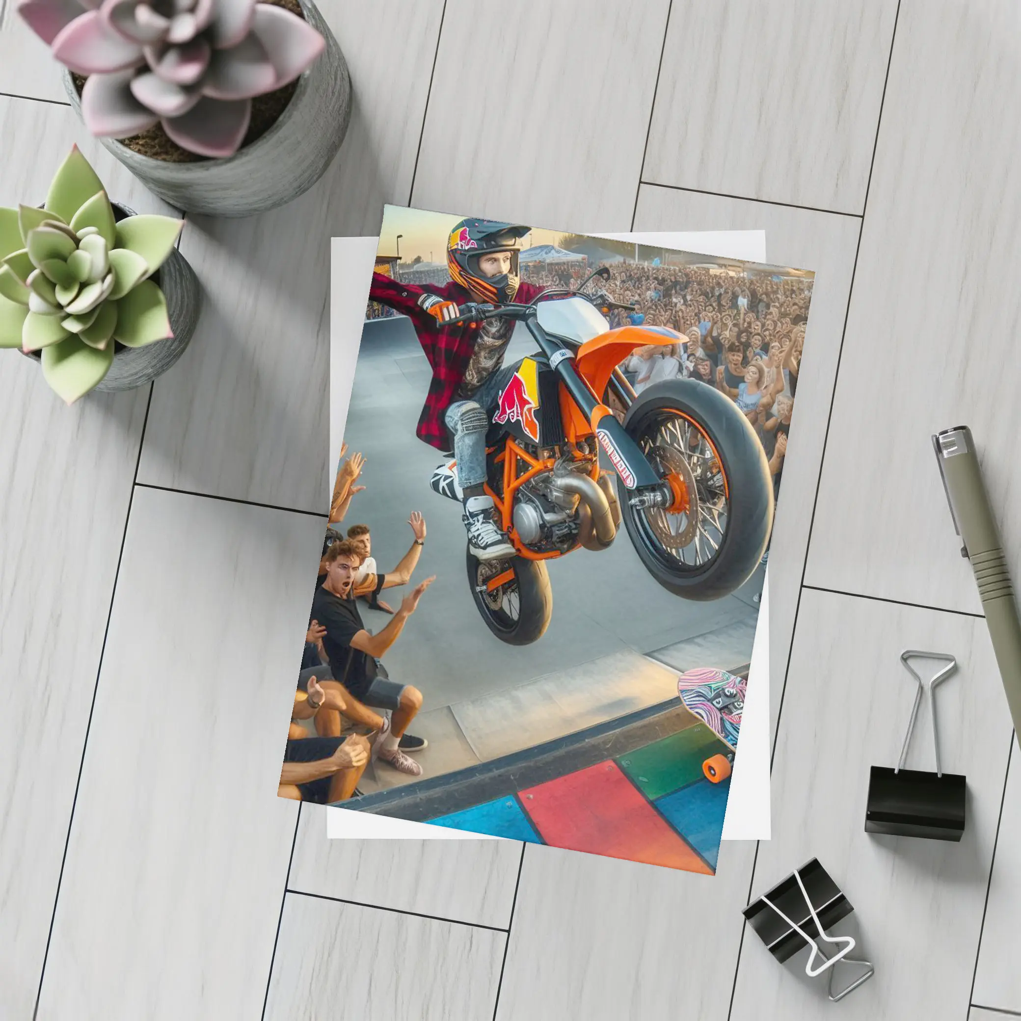 KTM Dirt Bike Stunt Skatepark Crowd – Postcards