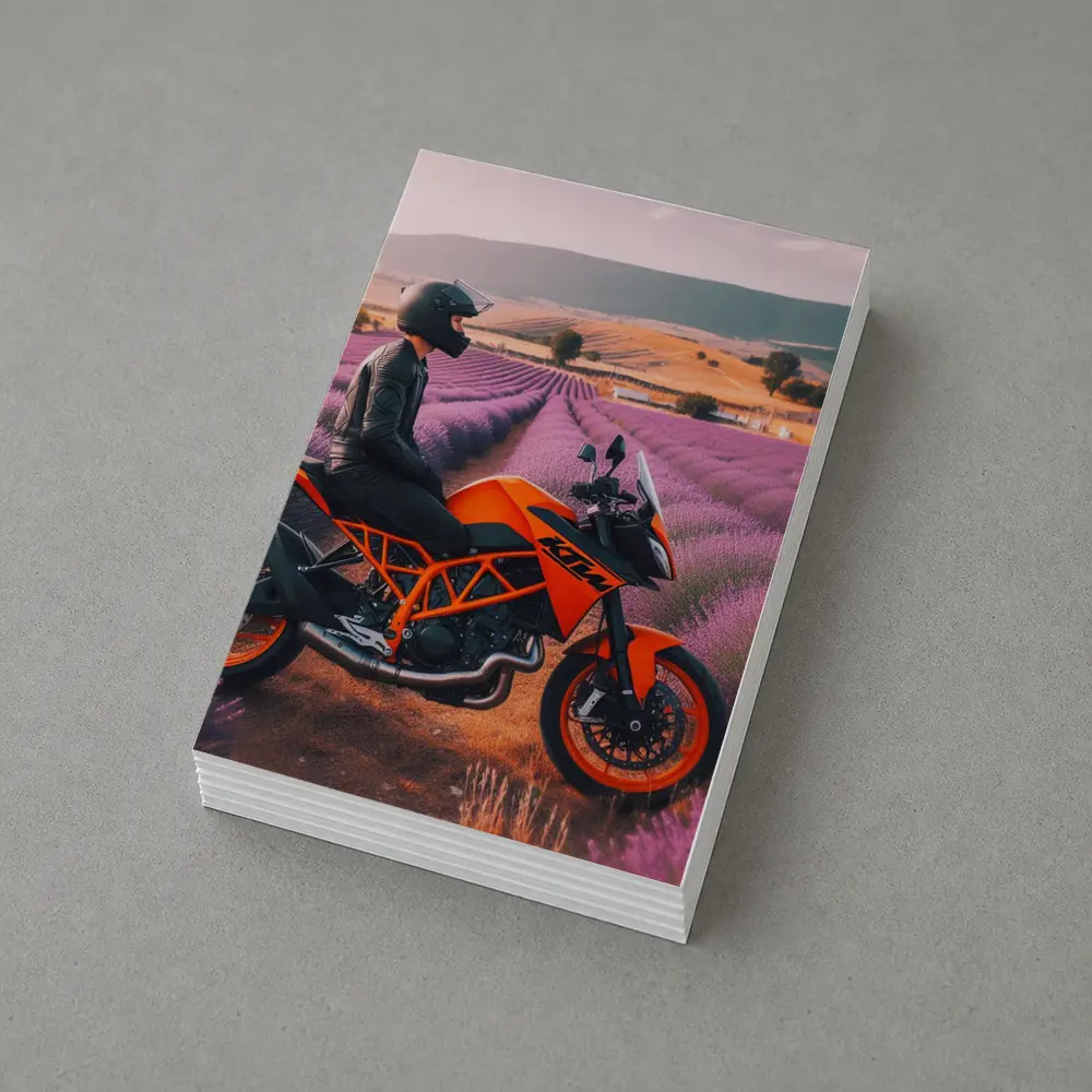 KTM Motorcycle Rider Lavender Fields Background – Postcards