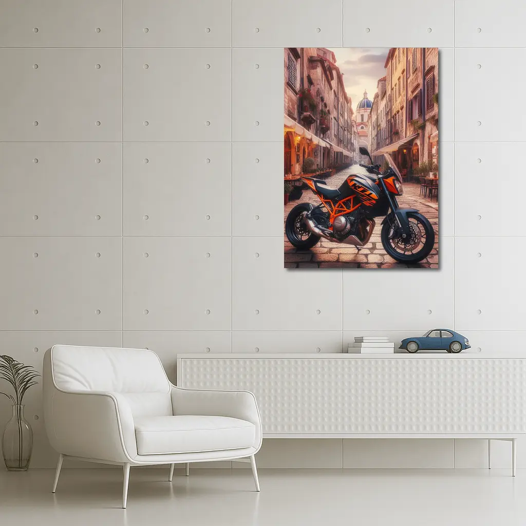 KTM Duke Motorcycle Old Town Street – Wall Art