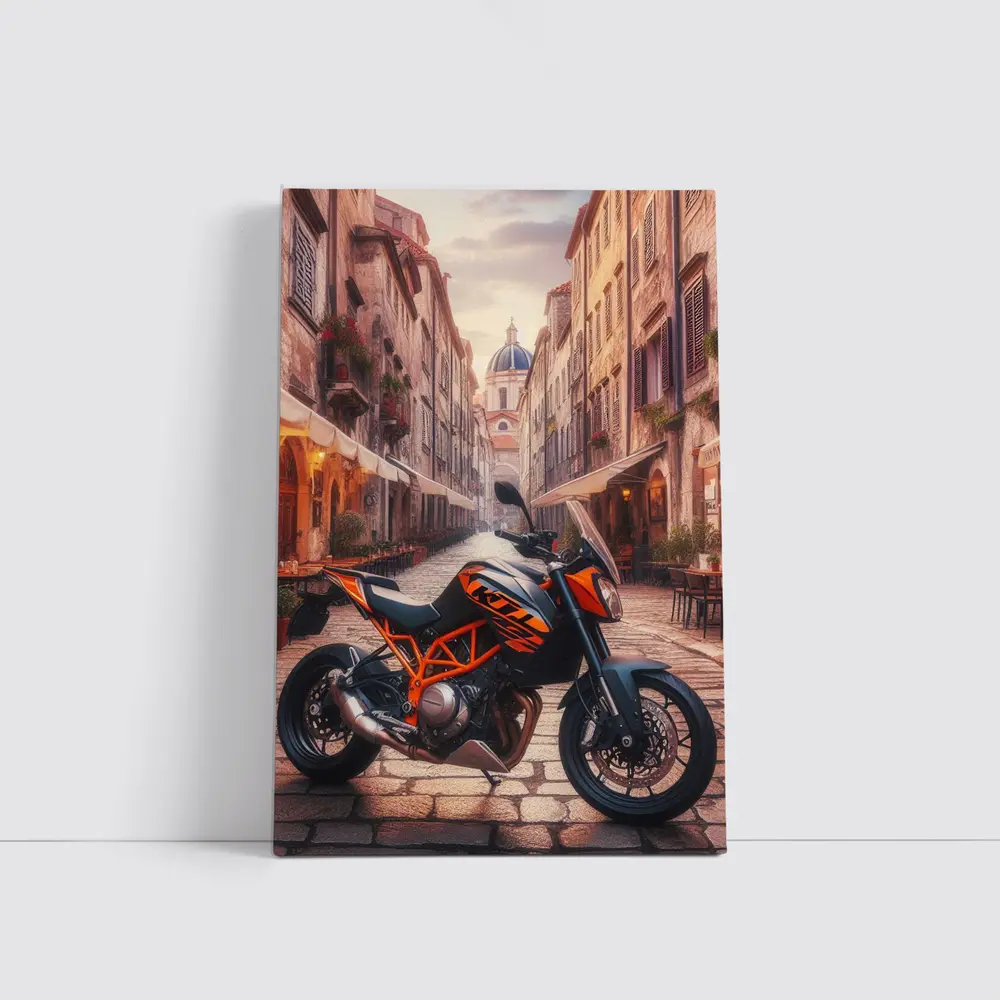 KTM Duke Motorcycle Old Town Street – Wall Art