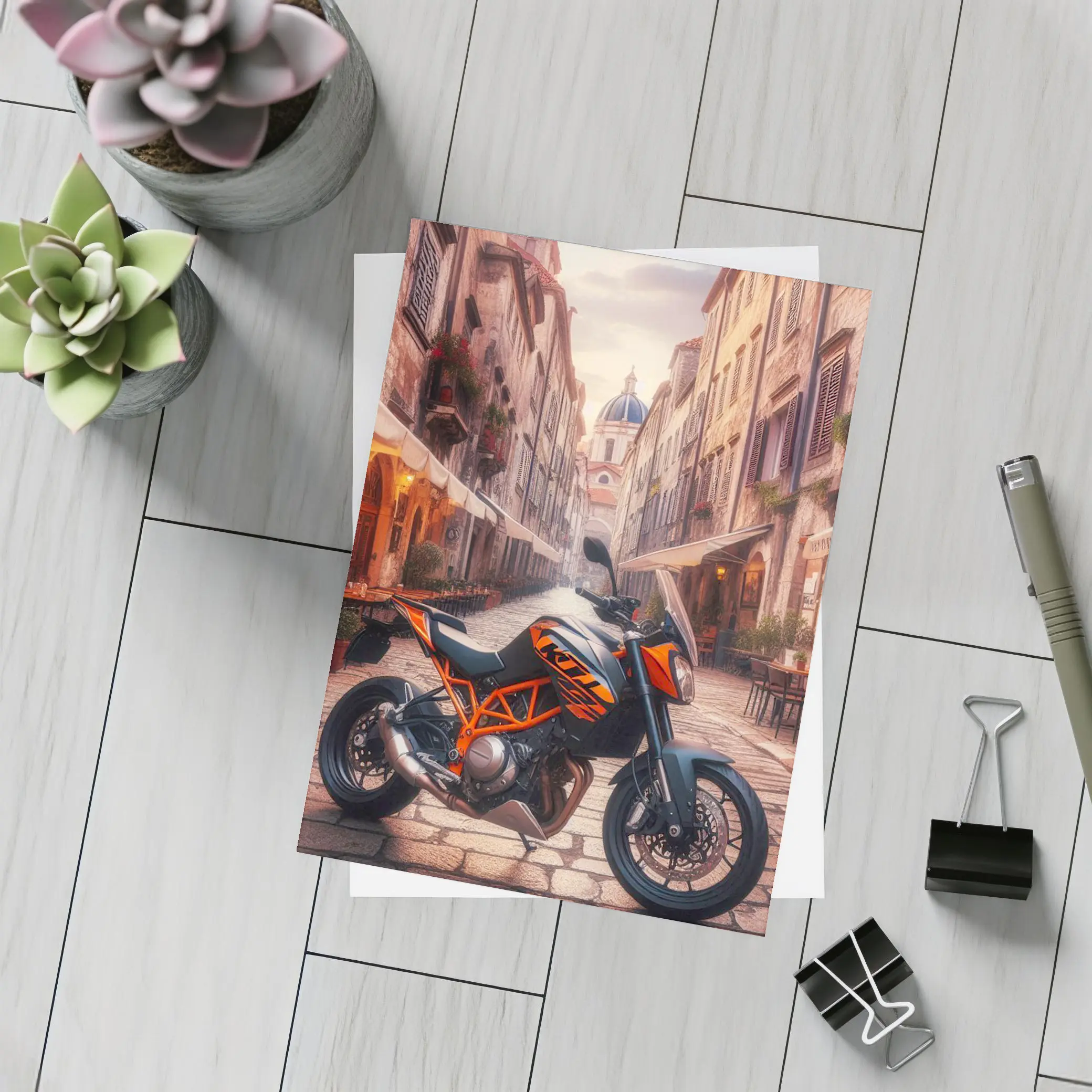 KTM Duke Motorcycle Old Town Street – Postcards