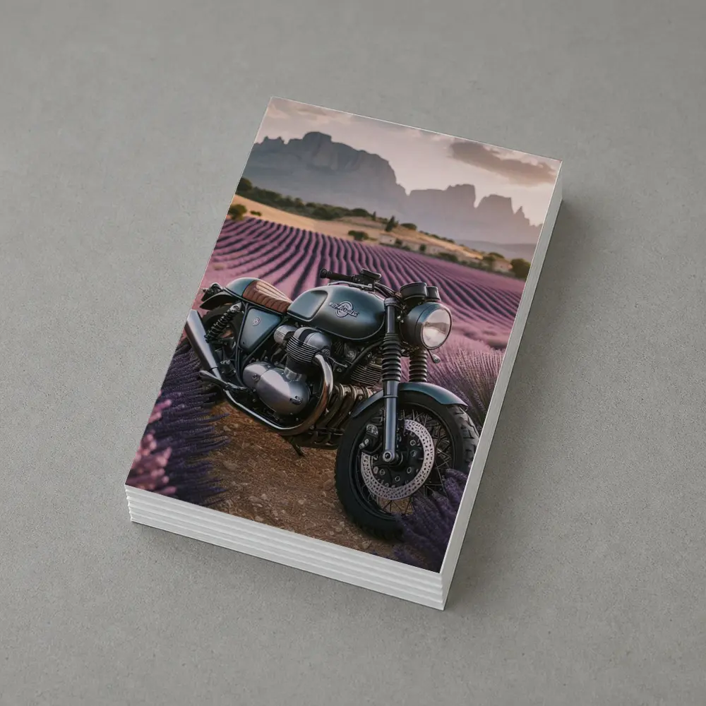 Cafe Racer Motorcycle Lavender Fields Sunset – Postcards