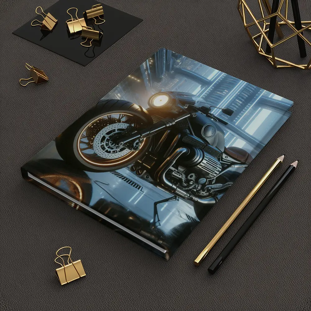 Dark Cruiser Motorcycle Futuristic City Night – Notebooks