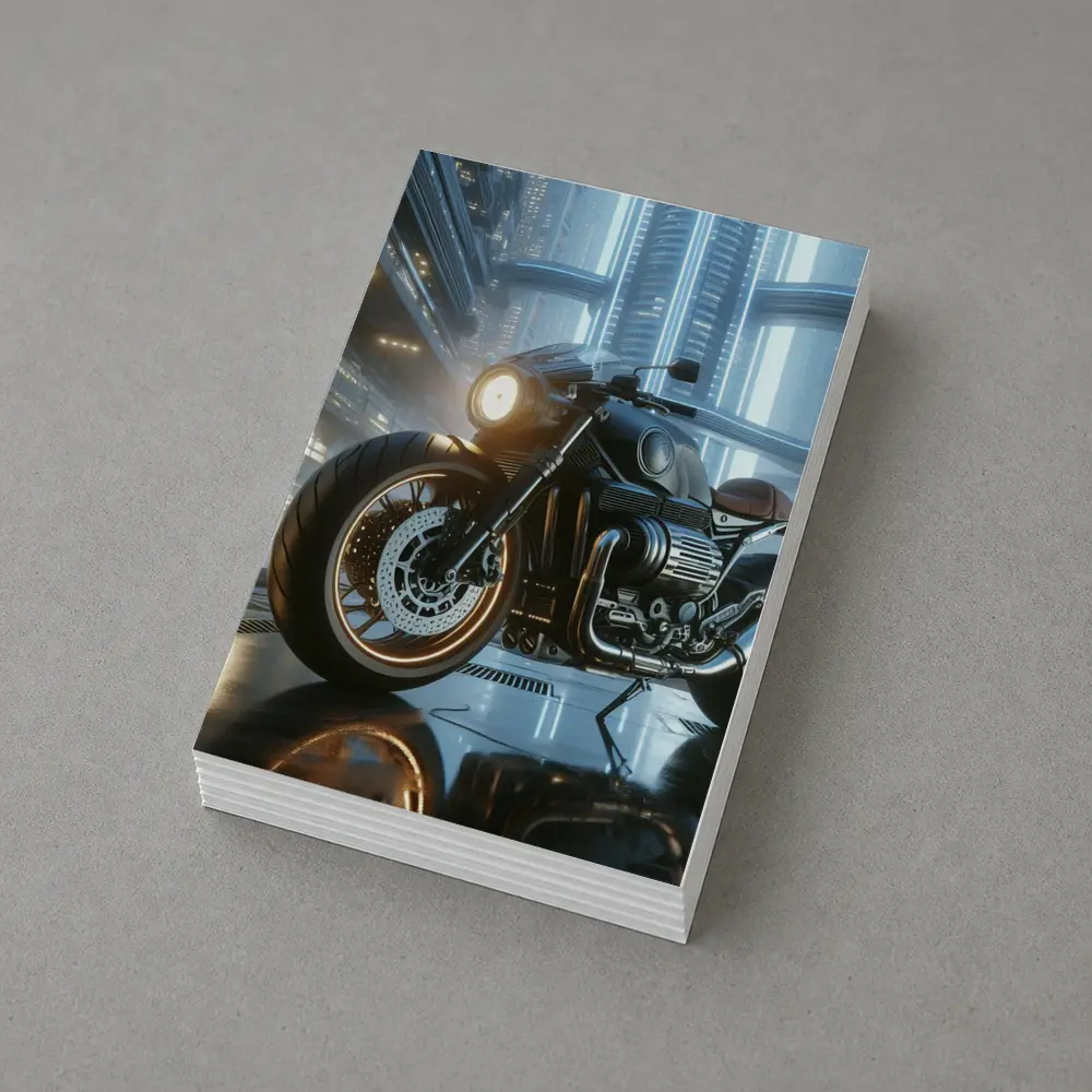 Dark Cruiser Motorcycle Futuristic City Night – Postcards