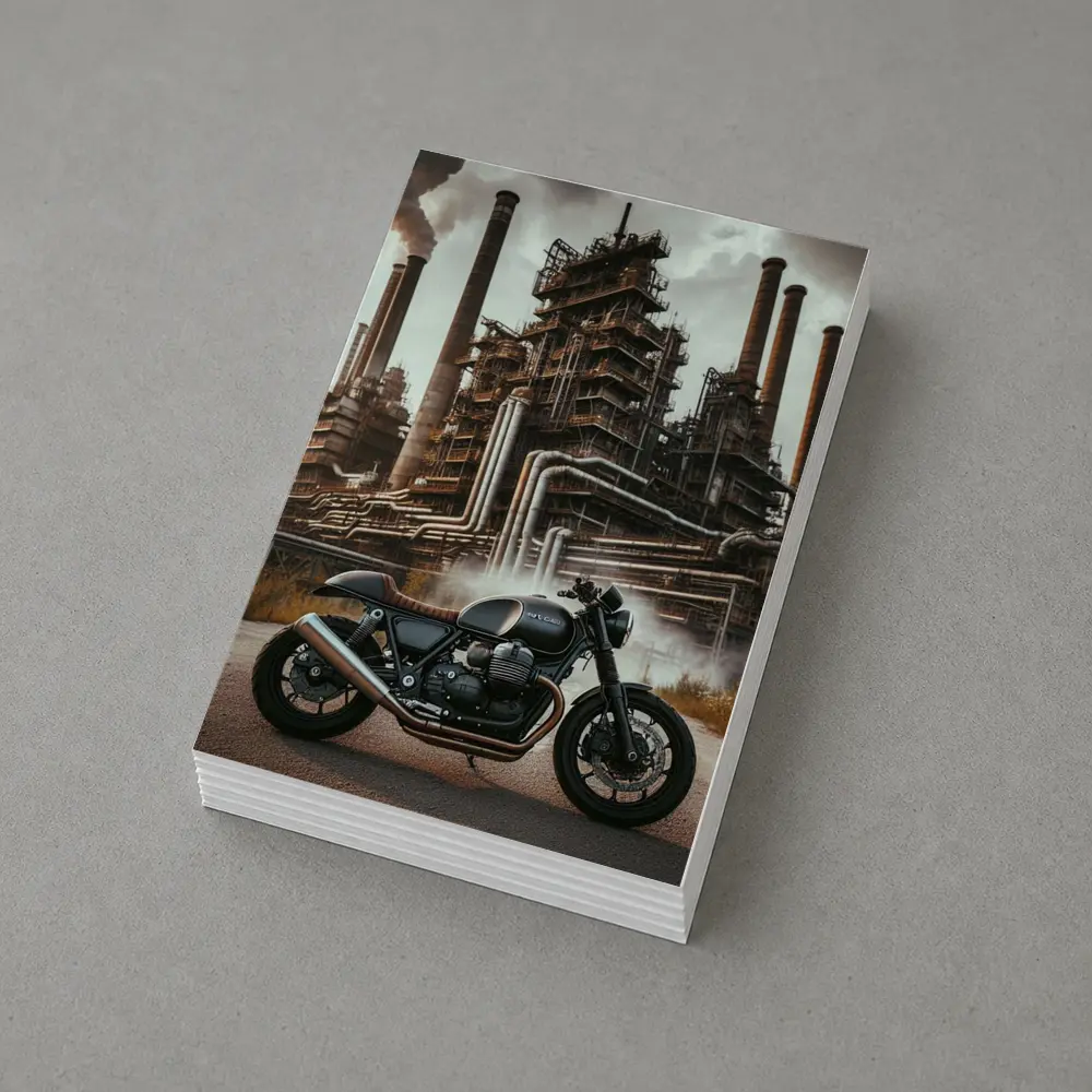 Cafe Racer Motorcycle Industrial Refinery Dark Art – Postcards