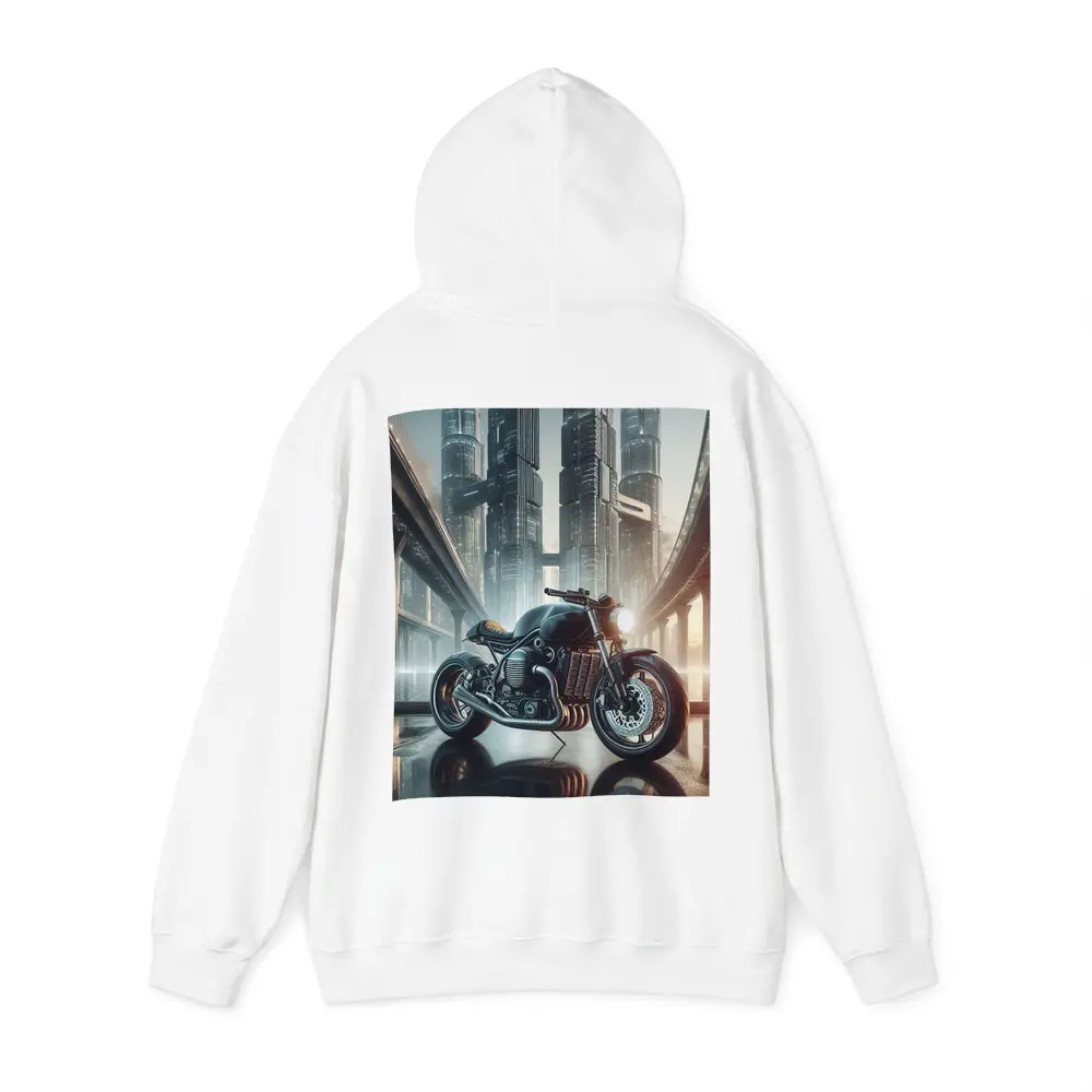 Dark Cafe Racer Motorcycle Futuristic City – Hoodies
