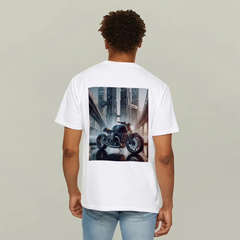 Dark Cafe Racer Motorcycle Futuristic City – T-Shirts