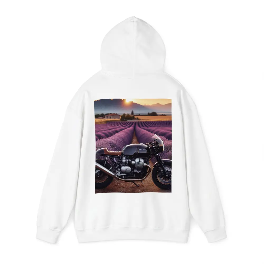 Cafe Racer Motorcycle Lavender Fields Sunset – Hoodies