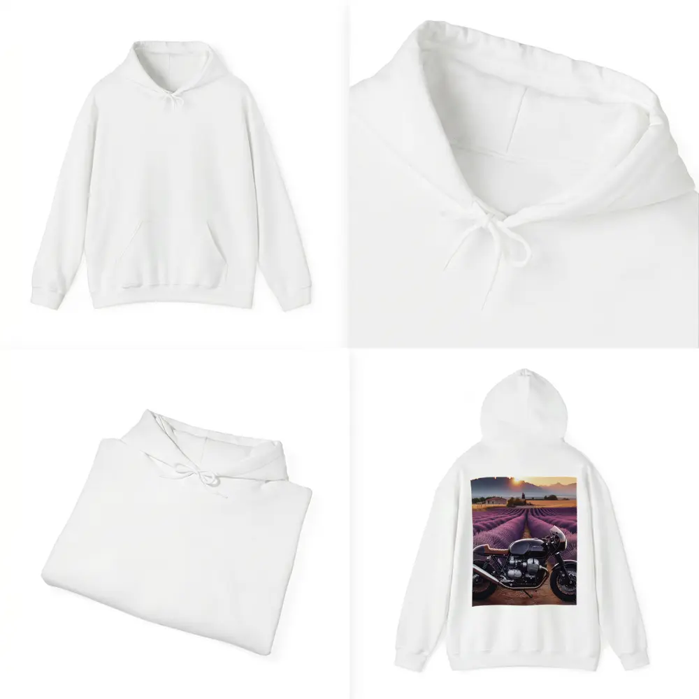 Cafe Racer Motorcycle Lavender Fields Sunset – Hoodies