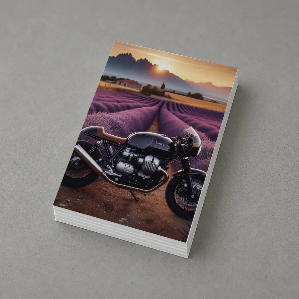 Cafe Racer Motorcycle Lavender Fields Sunset – Postcards