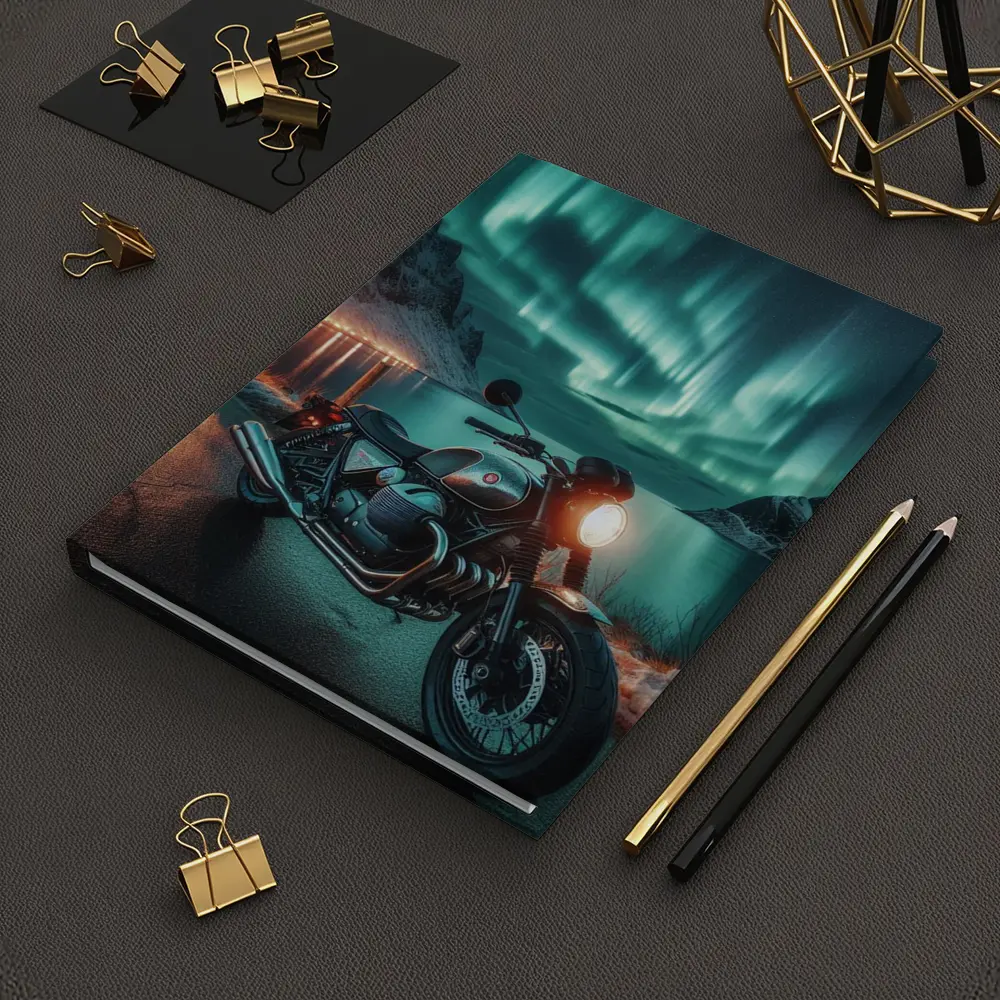 Classic BMW Motorcycle Aurora Borealis Night – Notebooks