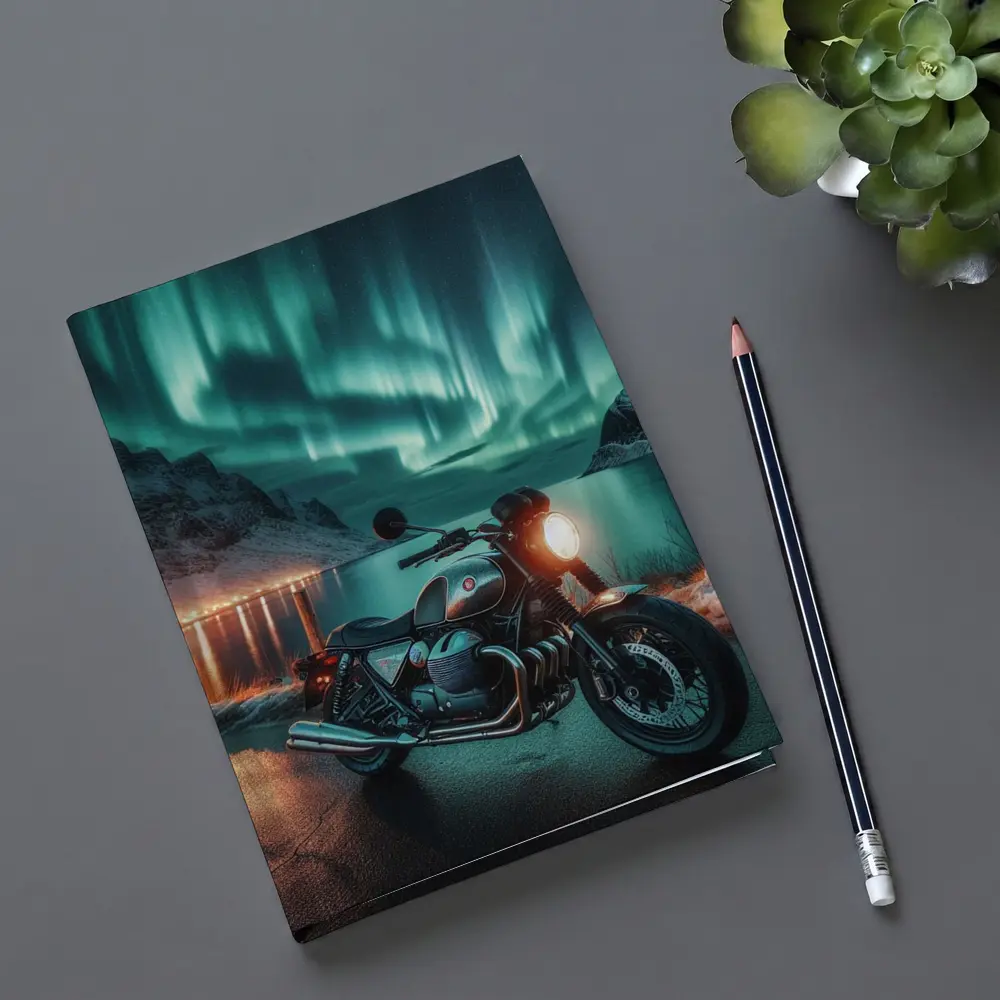Classic BMW Motorcycle Aurora Borealis Night – Notebooks