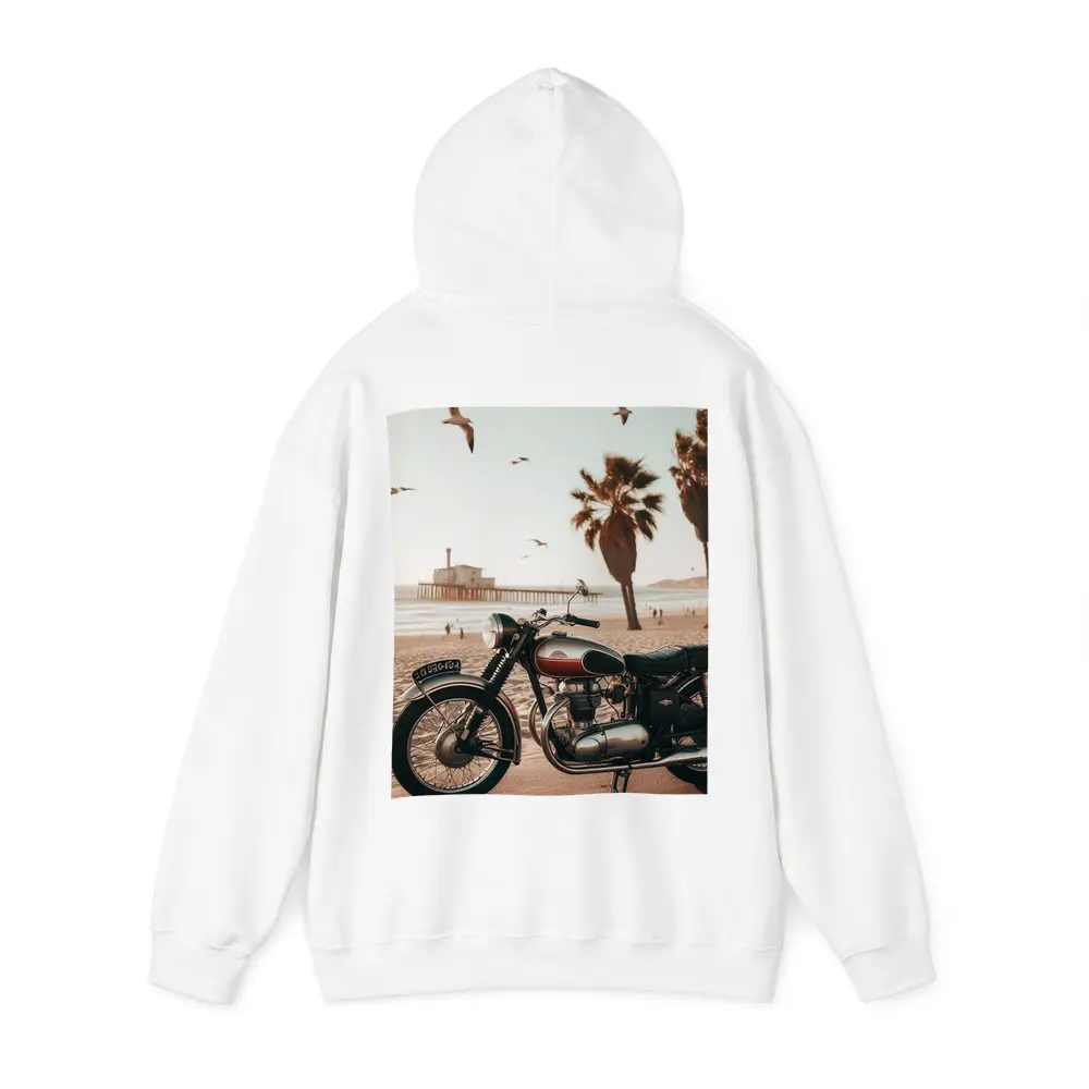 Classic Cruiser Motorcycle Parked At Beach – Hoodies