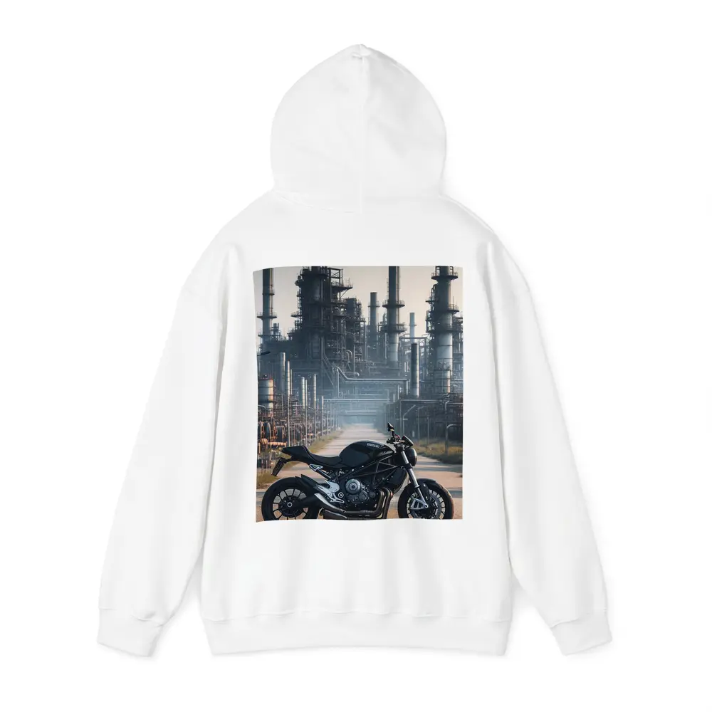 Black Naked Bike Industrial Refinery Background – Hoodies