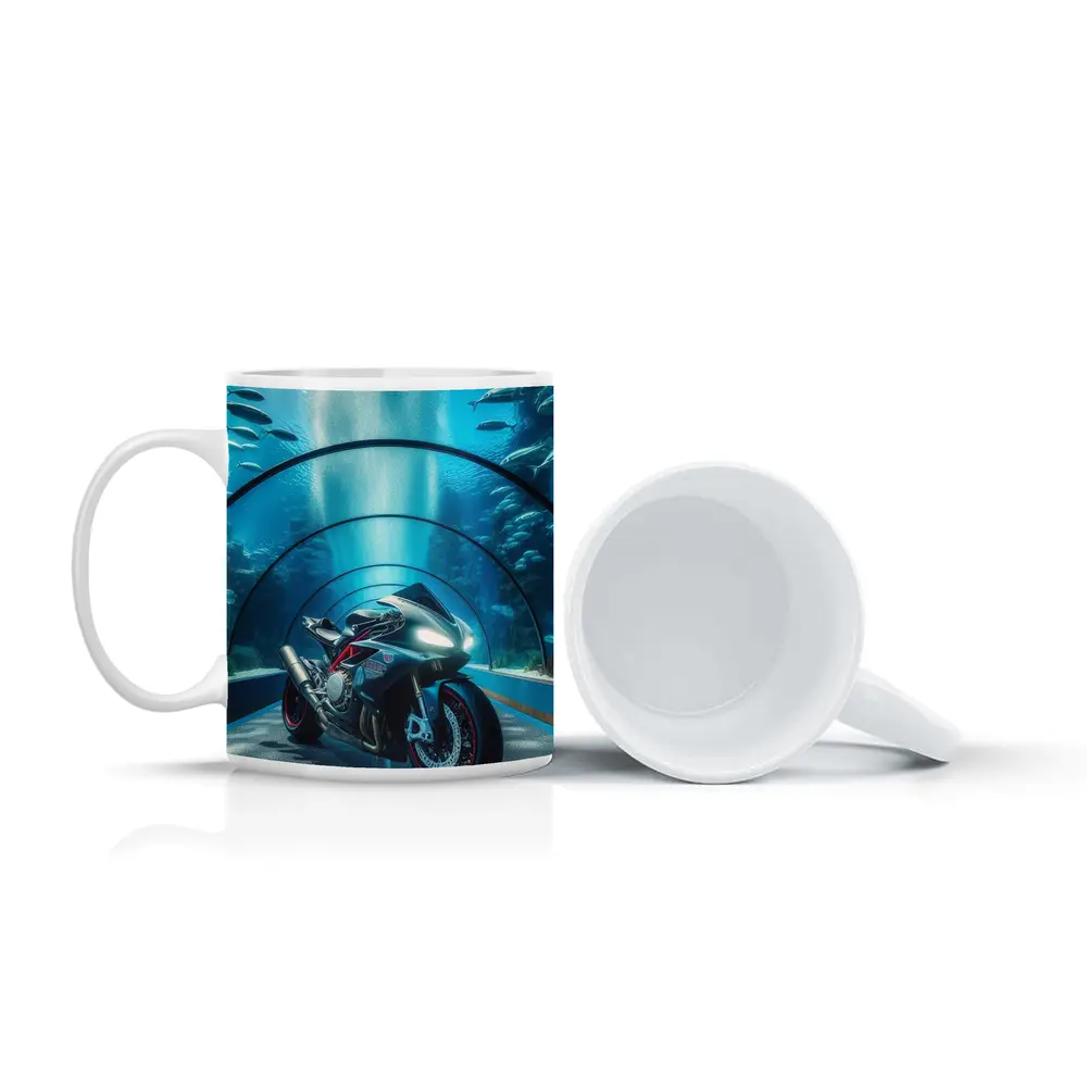 Sport Bike Inside Underwater Aquarium Tunnel – Mugs