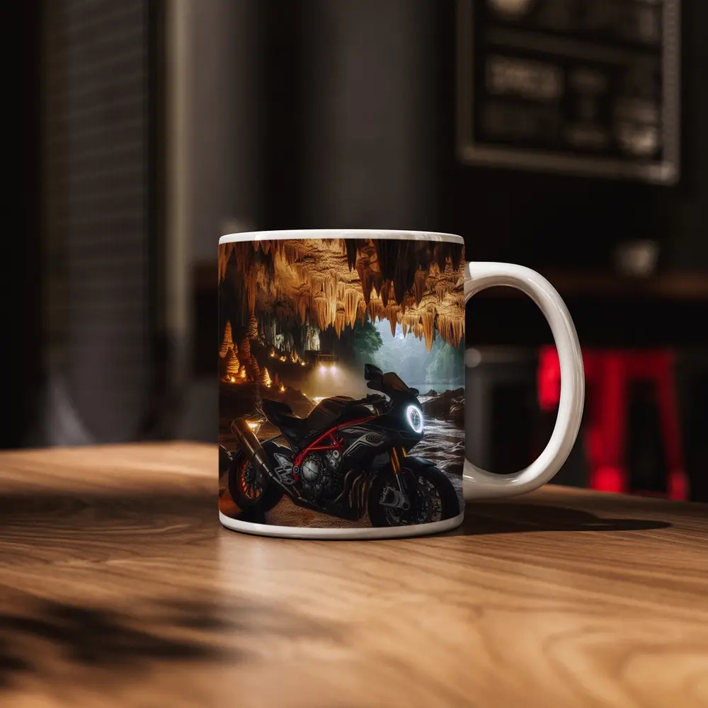 Sport Bike Inside Glowing Stalactite Cave – Mugs