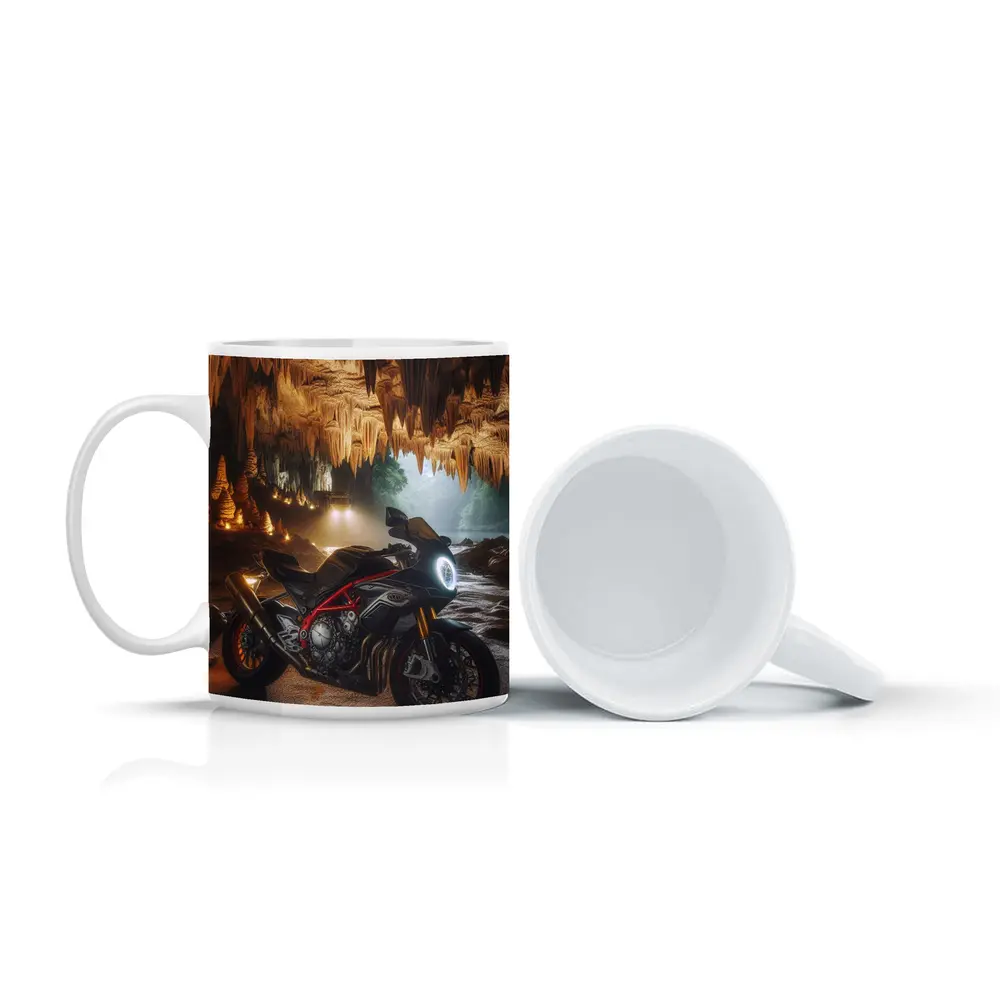 Sport Bike Inside Glowing Stalactite Cave – Mugs