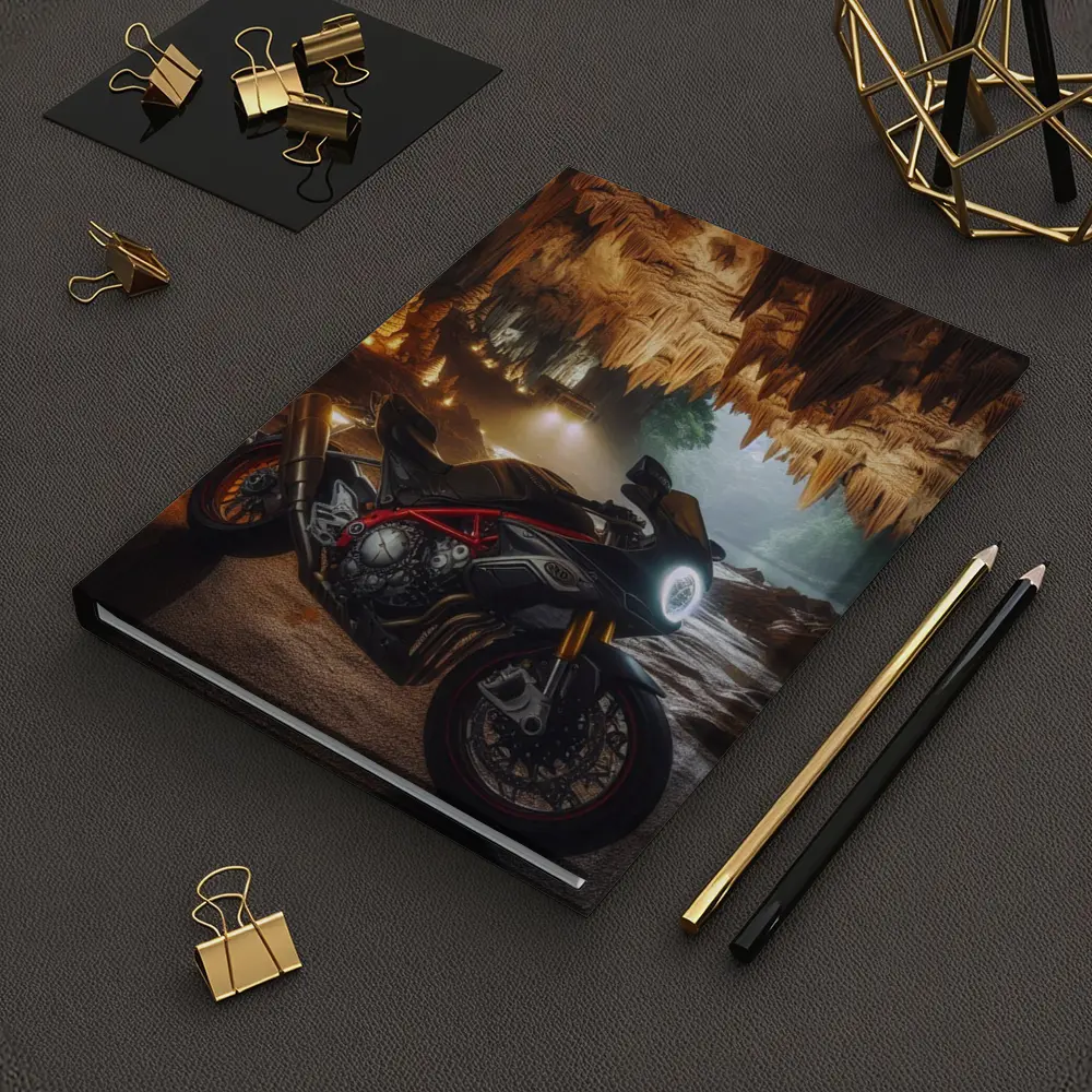 Sport Bike Inside Glowing Stalactite Cave – Notebooks