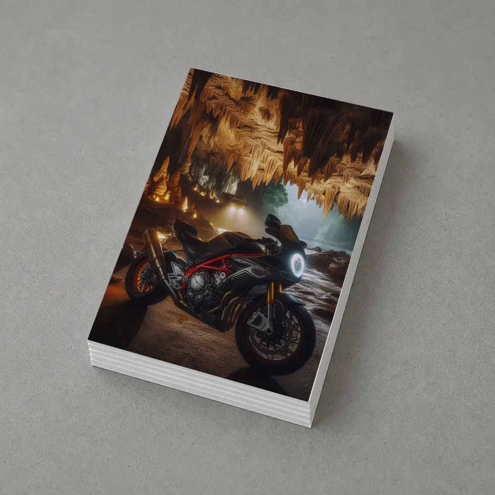 Sport Bike Inside Glowing Stalactite Cave – Postcards
