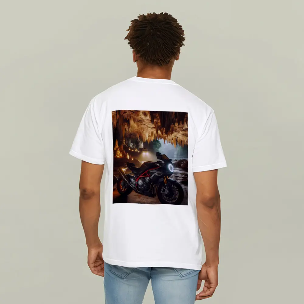 Sport Bike Inside Glowing Stalactite Cave – T-Shirts