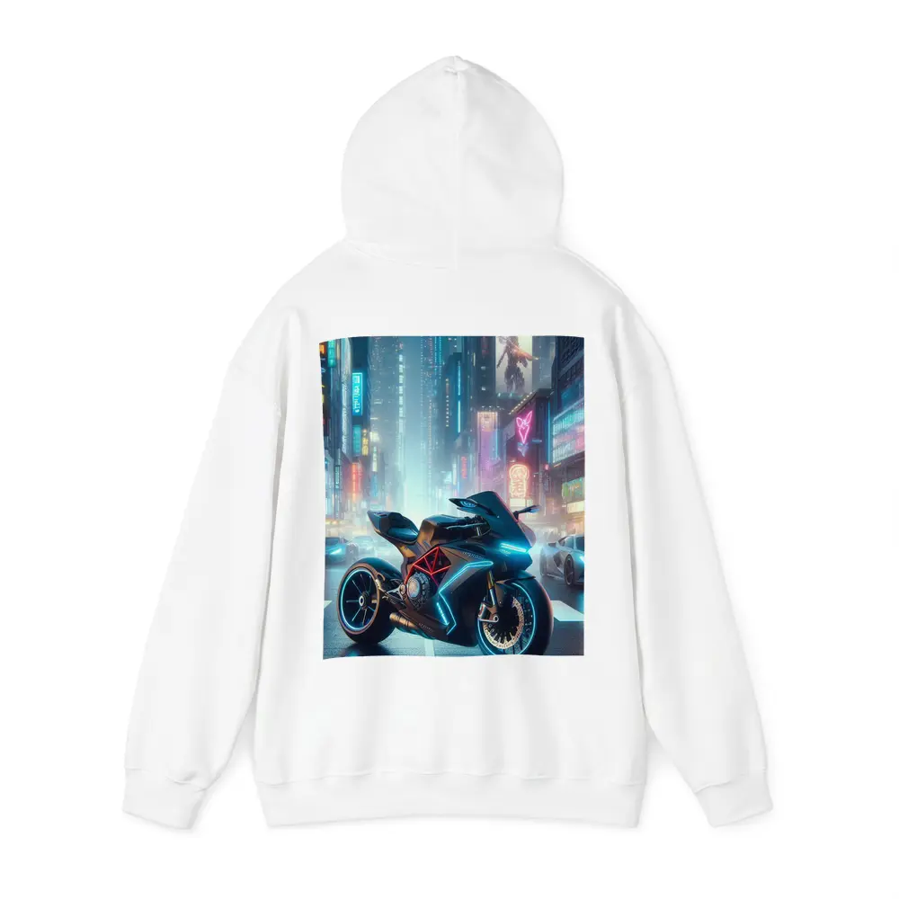 Futuristic Sport Bike Neon Cyberpunk City – Hoodies