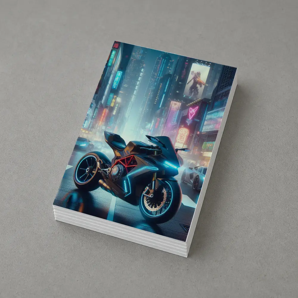 Futuristic Sport Bike Neon Cyberpunk City – Postcards