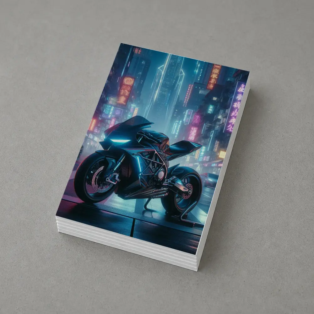 Futuristic Sport Bike Cyberpunk Neon City – Postcards