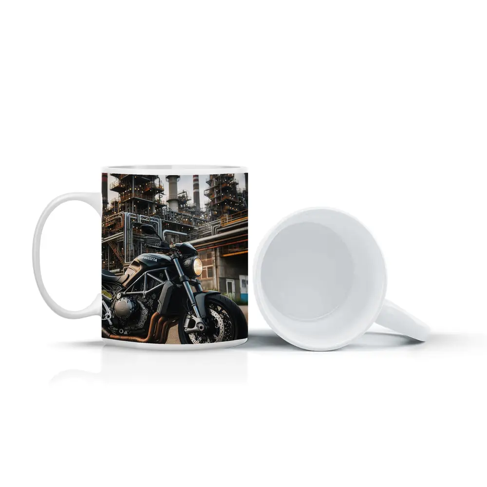 Ducati Monster Dark Naked Bike Industrial Background – Mugs