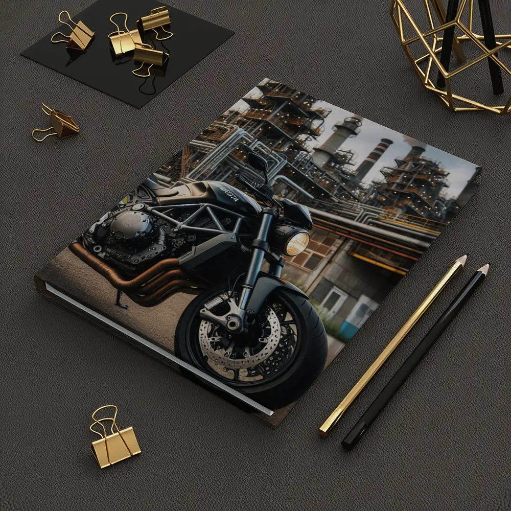 Ducati Monster Dark Naked Bike Industrial Background – Notebooks