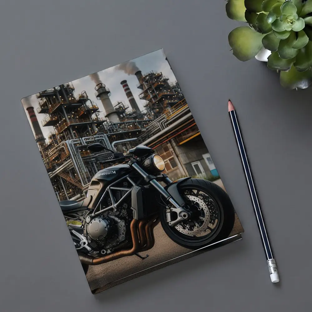 Ducati Monster Dark Naked Bike Industrial Background – Notebooks