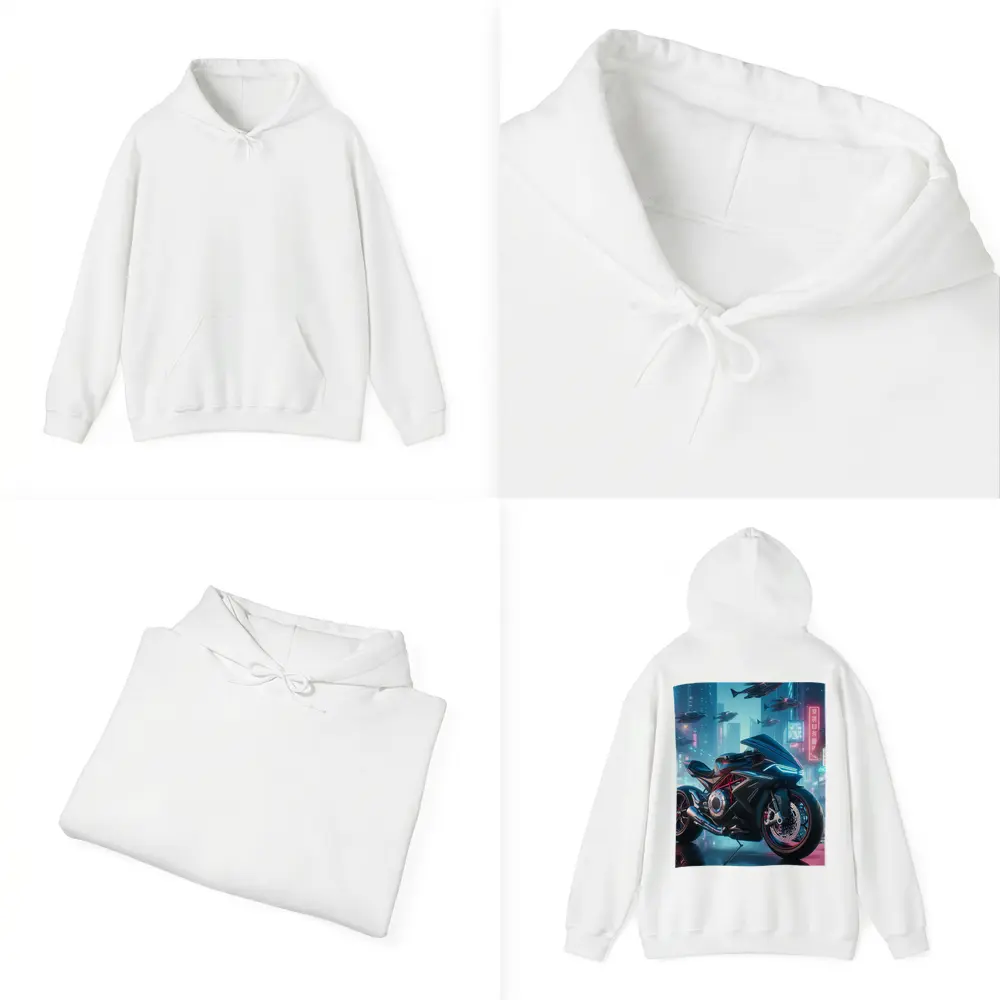 Futuristic Sport Bike Cyberpunk City Night – Hoodies