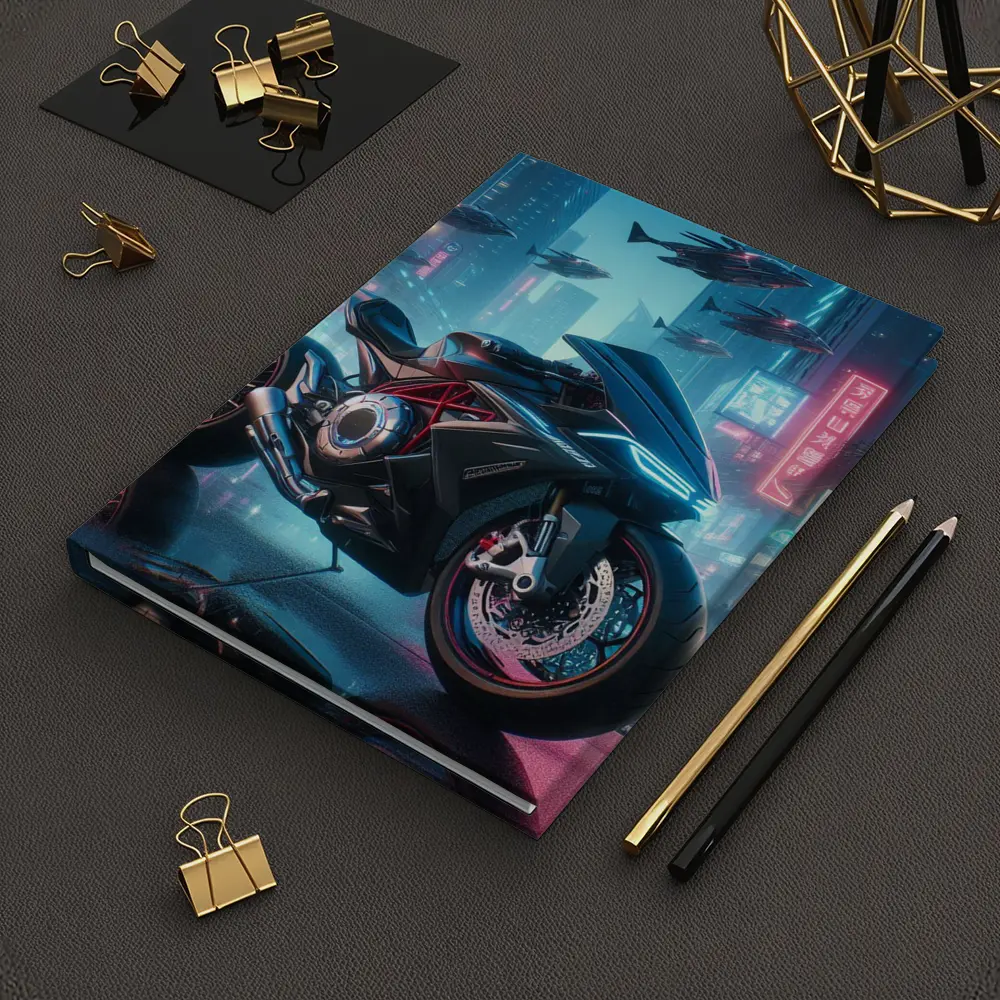 Futuristic Sport Bike Cyberpunk City Night – Notebooks