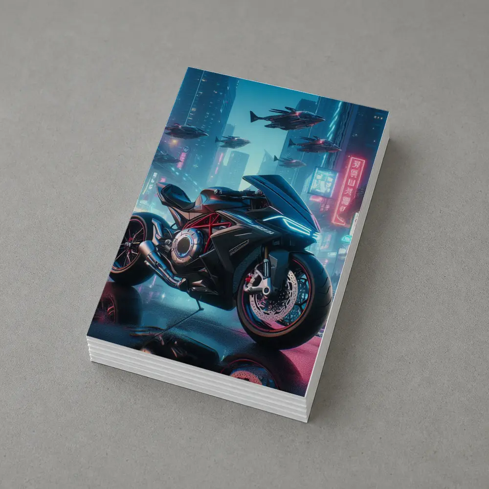 Futuristic Sport Bike Cyberpunk City Night – Postcards