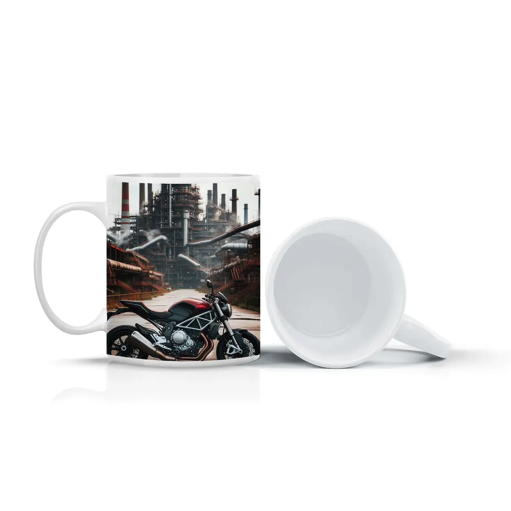 Red Ducati Monster Industrial Factory Background – Mugs