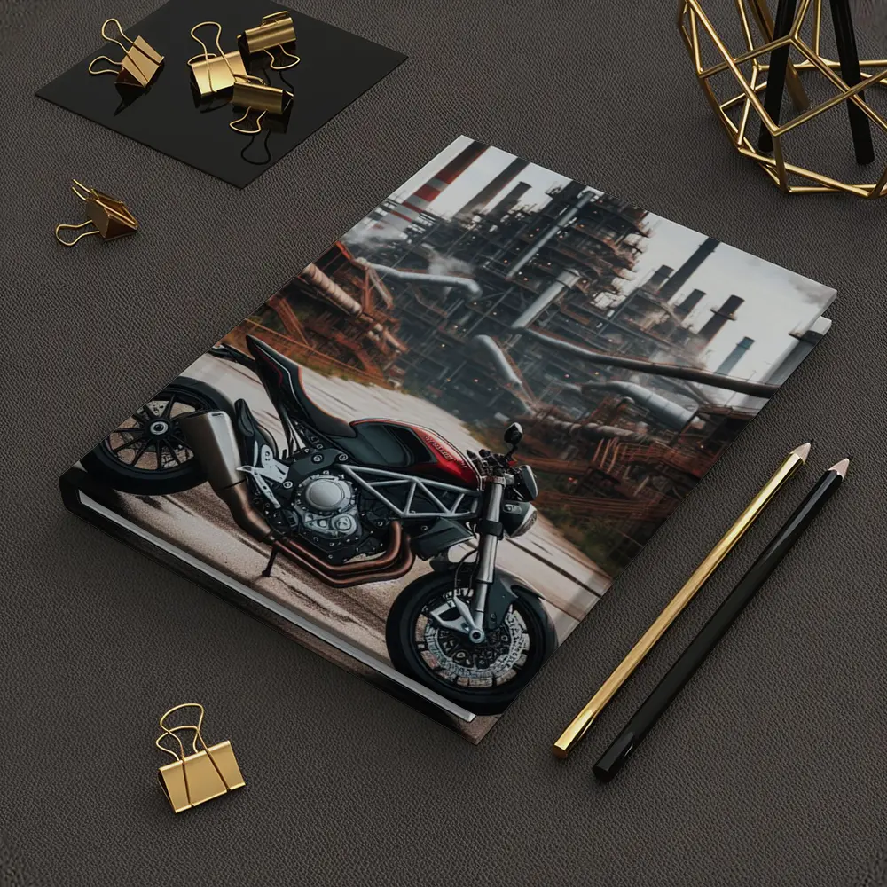 Red Ducati Monster Industrial Factory Background – Notebooks