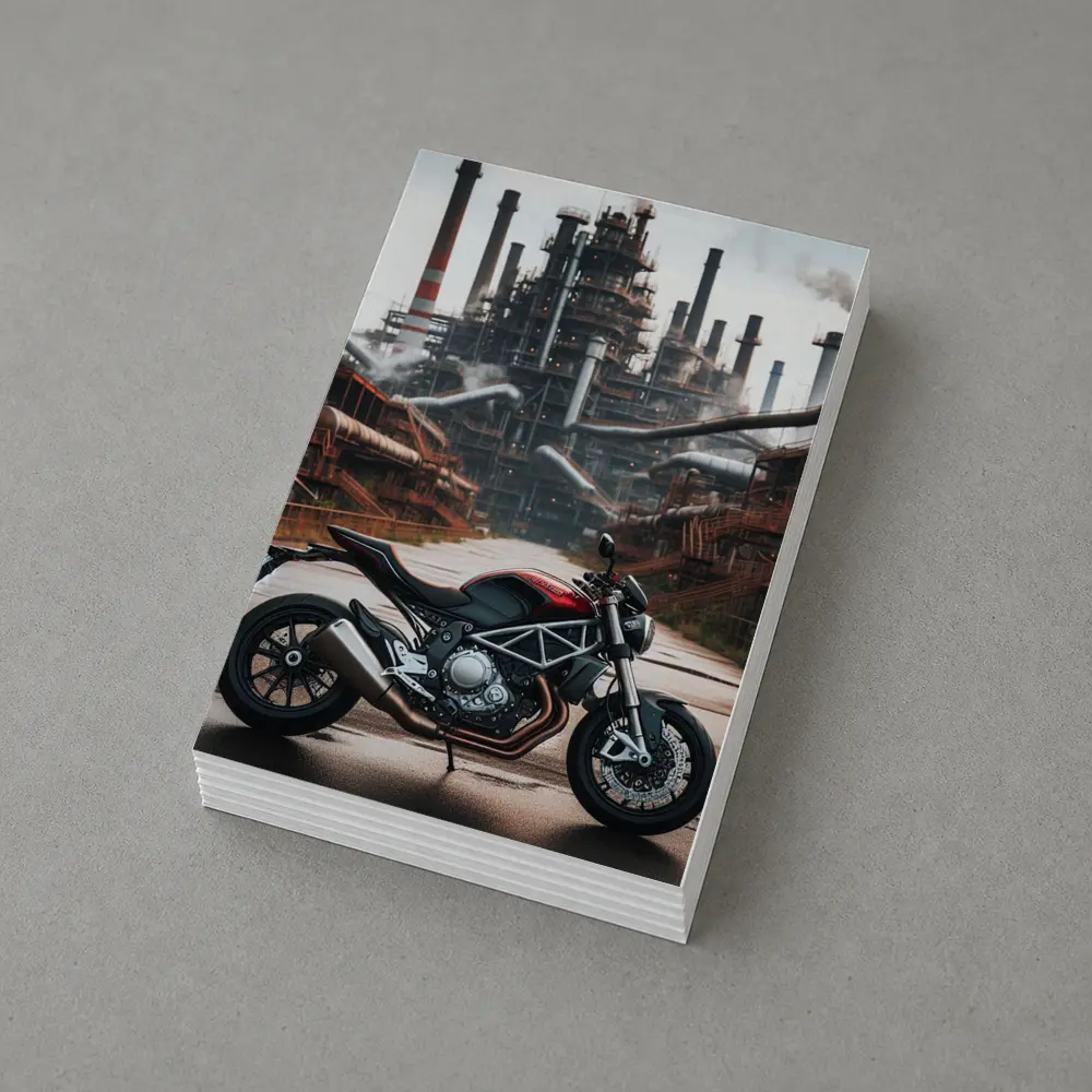 Red Ducati Monster Industrial Factory Background – Postcards