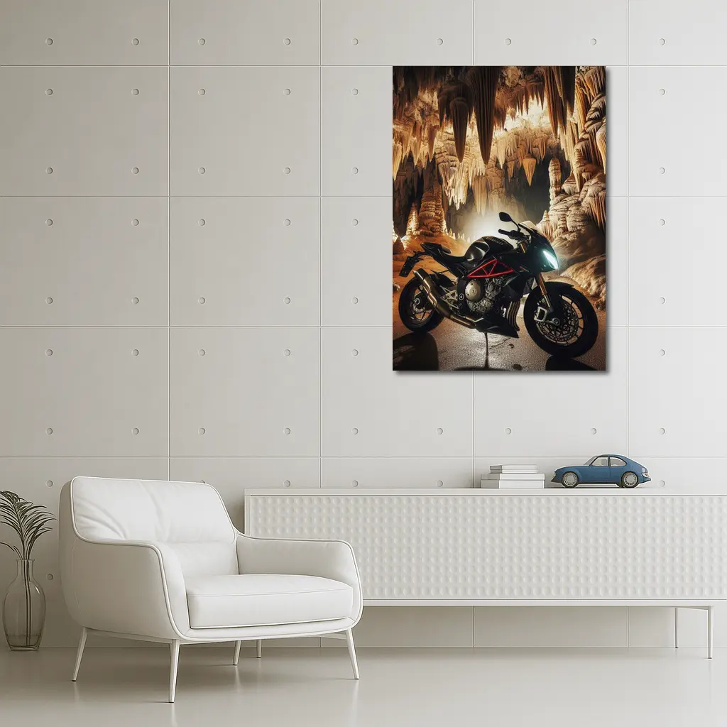 Triumph Streetfighter Motorcycle Inside Dramatic Cave – Wall Art