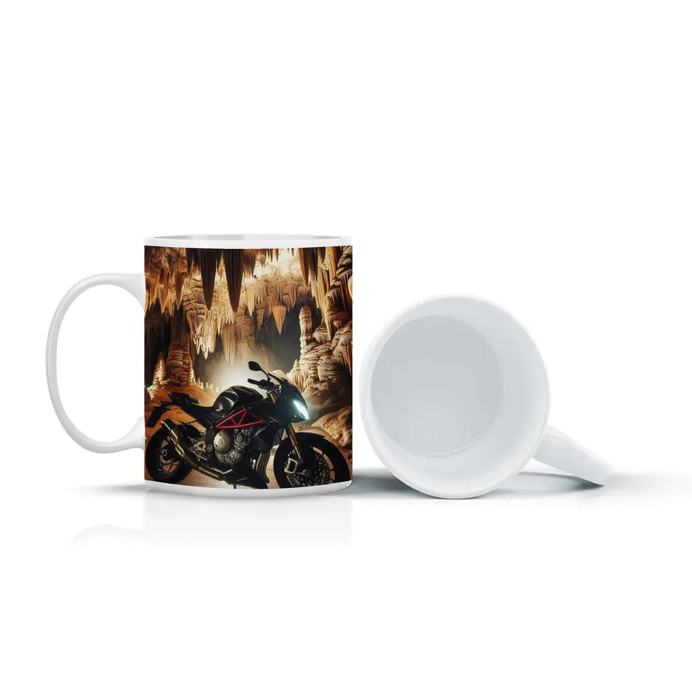 Triumph Streetfighter Motorcycle Inside Dramatic Cave – Mugs