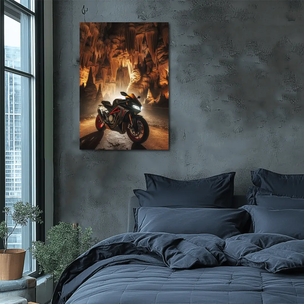 Sport Bike Superbike Inside Dramatic Cave Setting – Wall Art