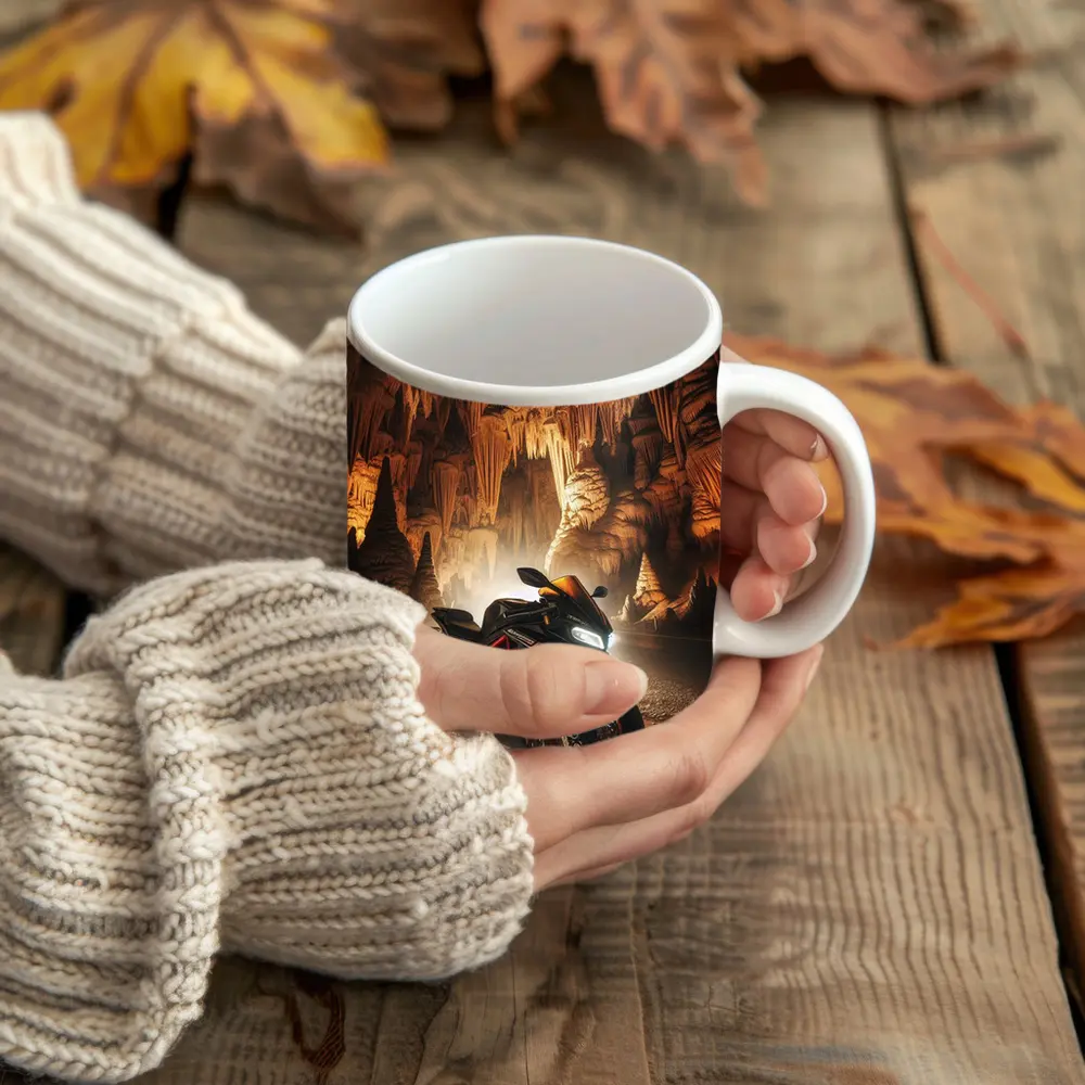 Sport Bike Superbike Inside Dramatic Cave Setting – Mugs